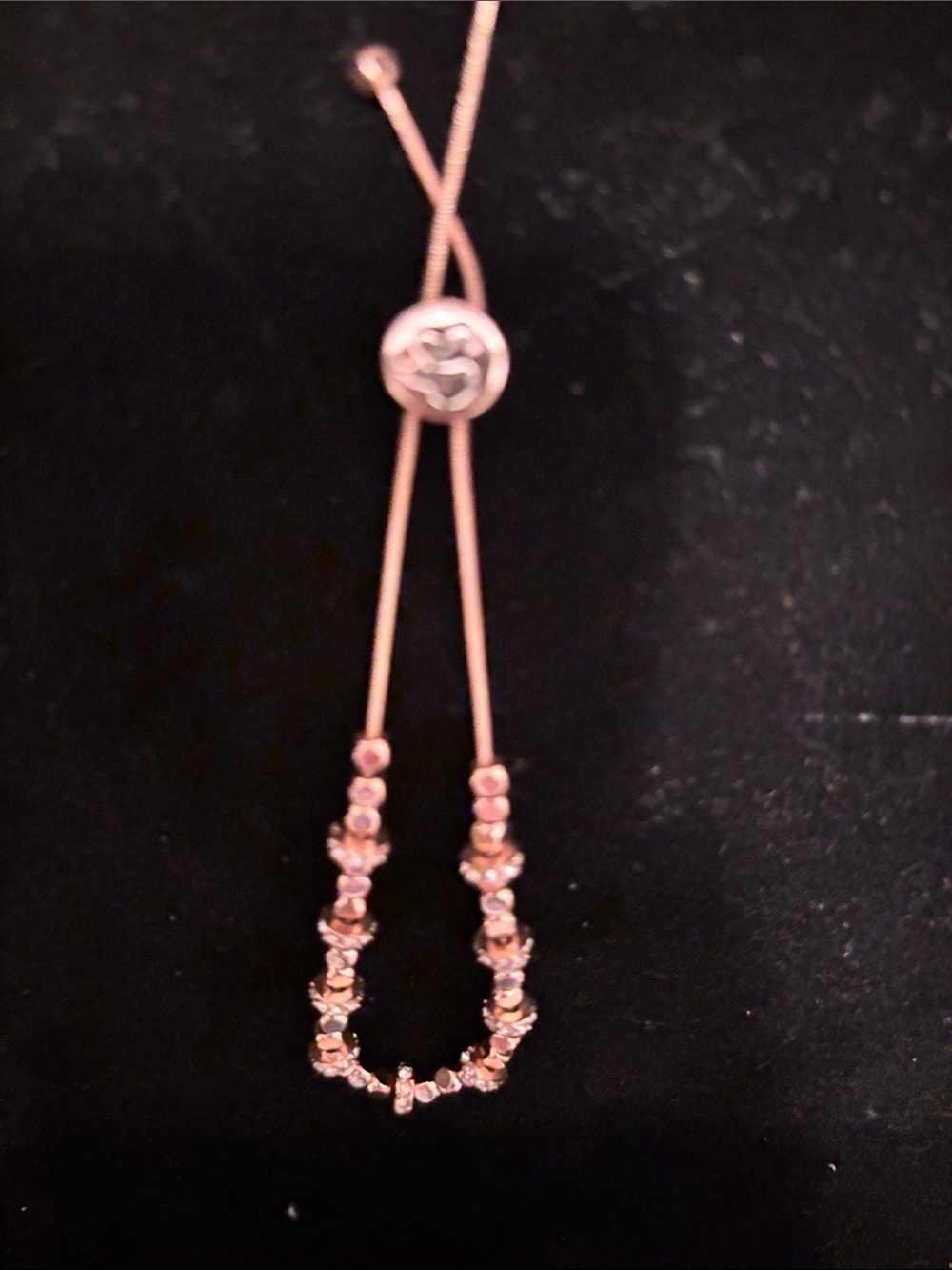 Adjustable Rose Gold Womens Bracelet with Crystal Beads
